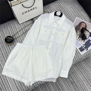 샤넬 긴팔 셔츠 반바지 세트 C63407 2025/신상