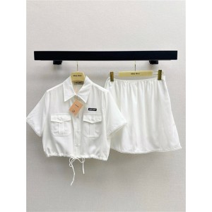 미우미우 반팔 셔츠 스커트 세트 M83409 2025/신상